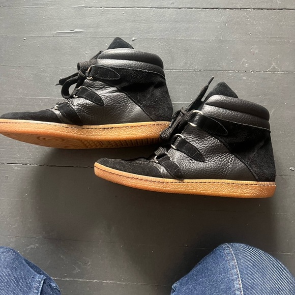 Sandro Albatorock Leather Suede Hi top Sneakers, size 38 - Picture 2 of 7